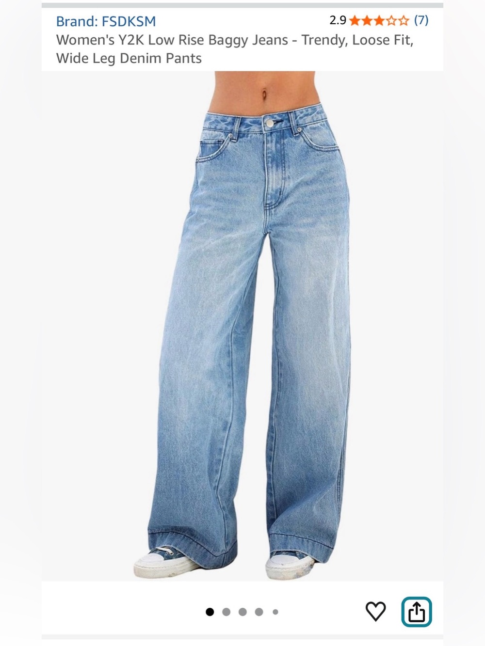 Women's Light Blue Low-Rise Wide Leg Jeans